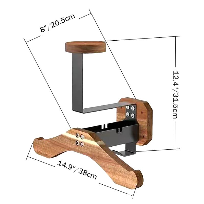 1PC Hat Rack Walnut Helmet Holder 2-in-1 Helmet Racing Hanger Motorcycle Helmet Mount Rack For Vest Equipment Solid Wood Hangers