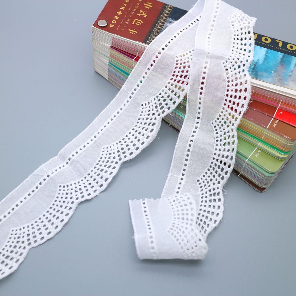 Cotton Hollow Embroidery Lace, Wave Punched Small Barcode Lace, Women'S Skirt Accessories, Clothing Accessories