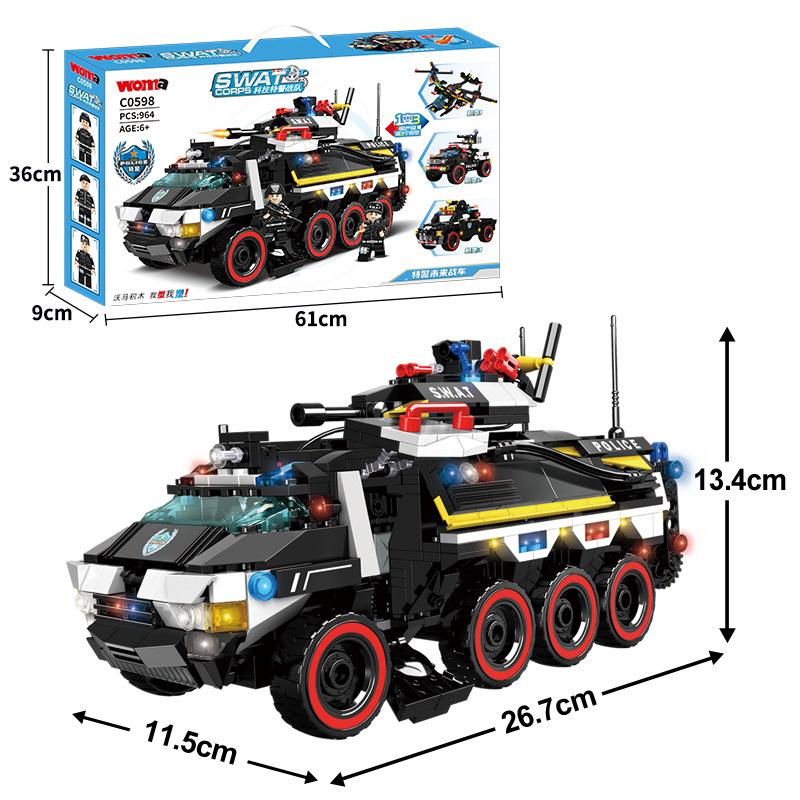 Tech Swat Team Thunder Heavy Armed Carrier Assembles Model Boy Patchwork Building Block Toy