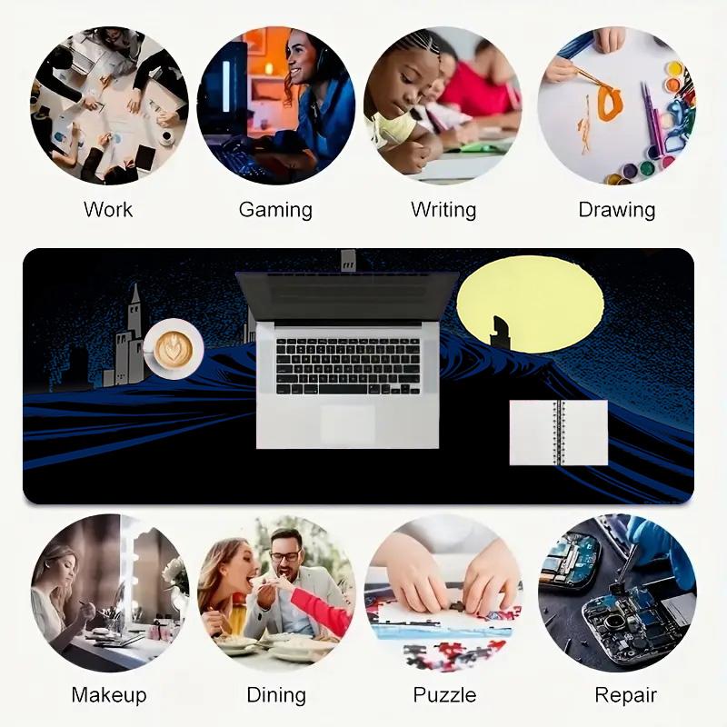 Batman Moon Xl Gaming Mouse Pad Nonslip Rubber Base Stitched Edge Waterproof Desk Mat For Pc Laptop Gamer Office Computer Accessories C92777