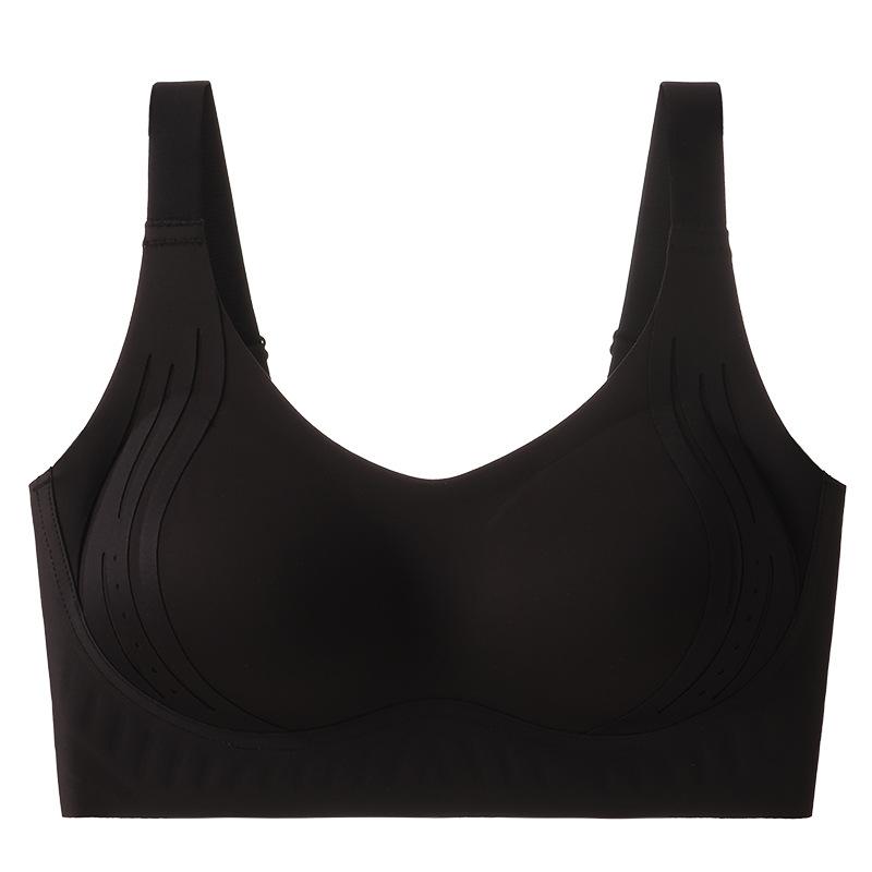 Traceless comfortable underwear women's big breasts show small gathering and upper support anti-sagging skin-friendly no steel ring elastic fixed bra