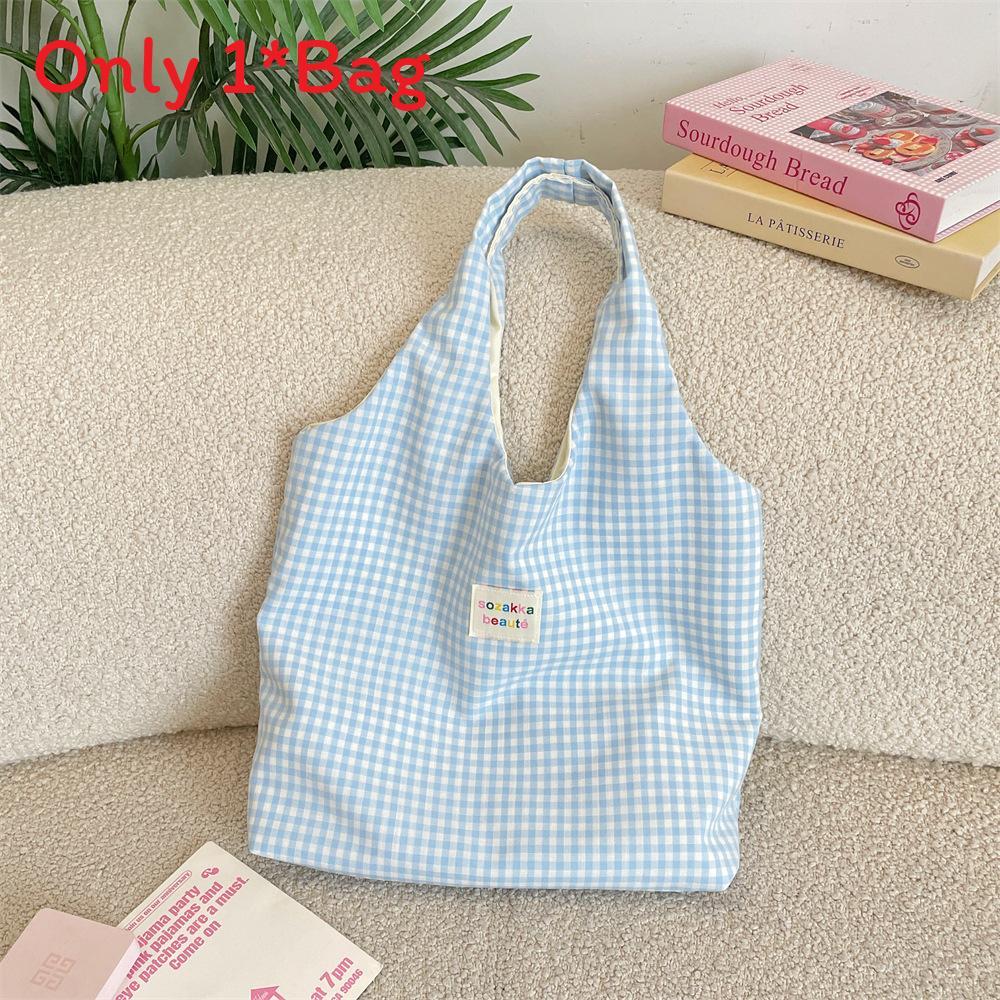 Casual Polyester Tartan Shoulder Bag With Inner Zipper Pocket For Daily Use