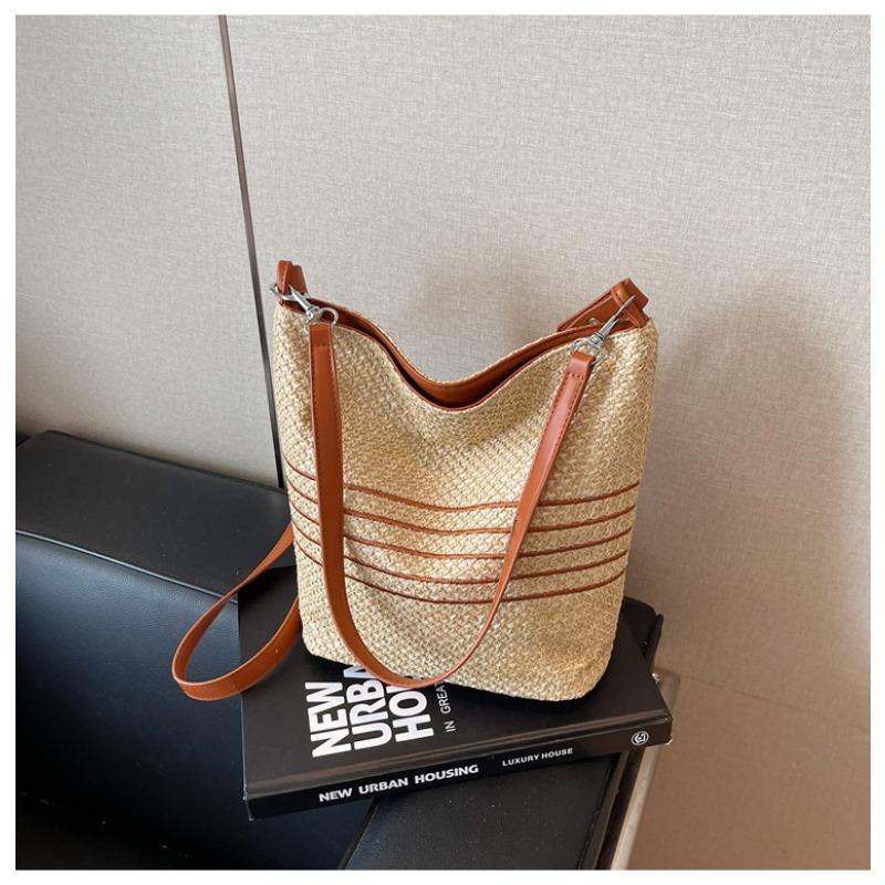 

Нишевая плетеная сумка-ведро из соломы, женская новая пляжная сумка для отпуска на море, модная сумочка хаки