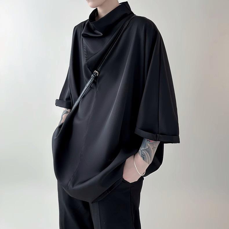 Black Harajuku Techwear Men's Clothing Stylish Gothic Punk Hip Hop Streetwear Creative Men's T Shirts Japanese Anime Clothes