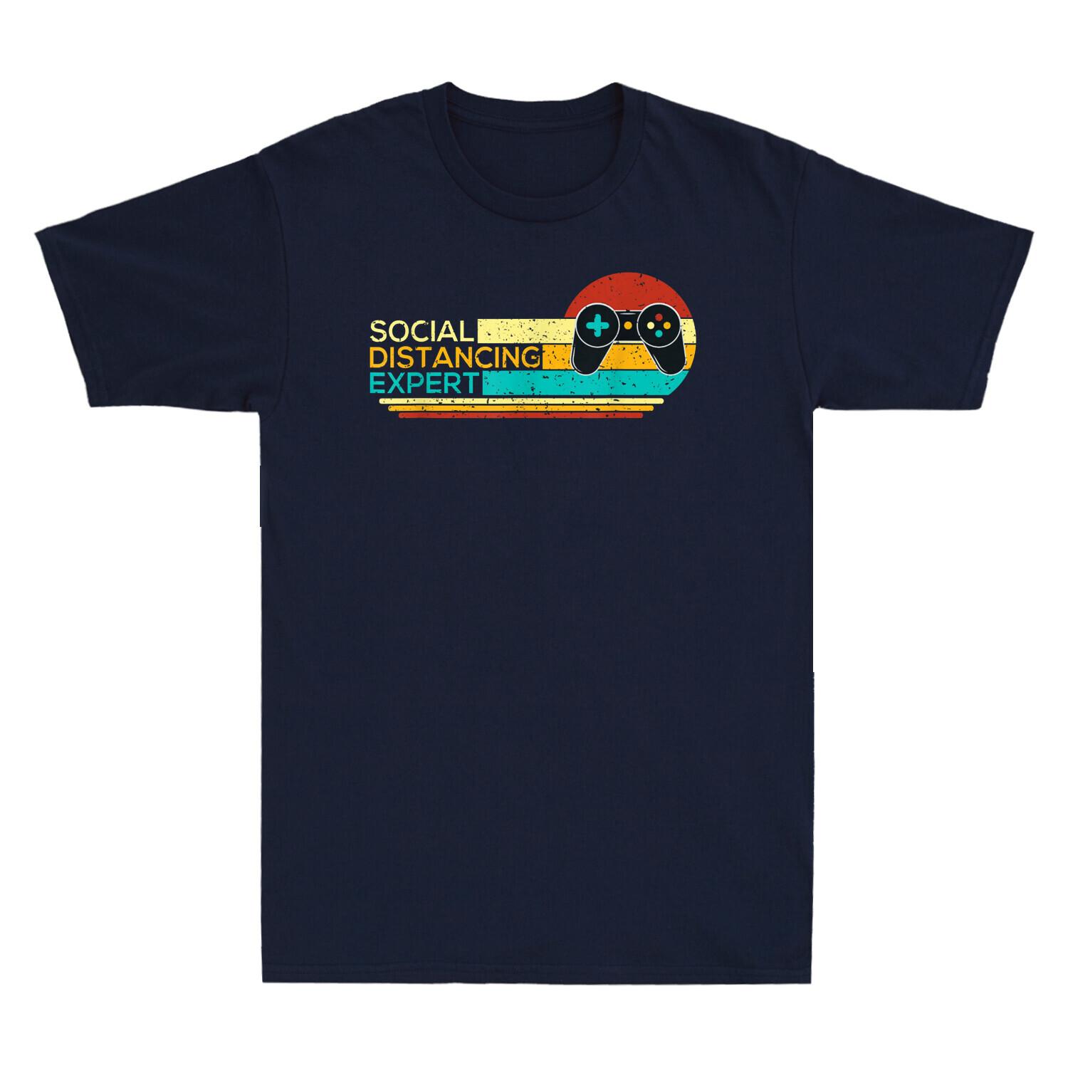 Social Distancing Expert Gaming Funny Video Games Gamer Gift Retro Men s T-shirt XXL