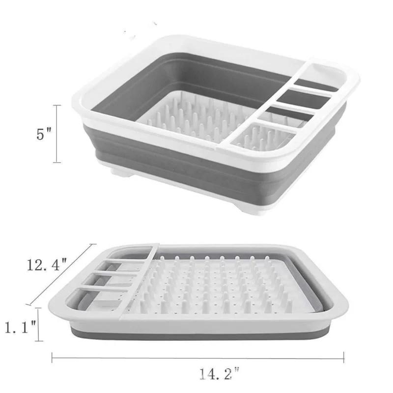 Foldable Dish Rack Kitchen Storage Holder Drainer Bowl Tableware Plate Portable Drying Rack Home Shelf Dinnerware Organizer