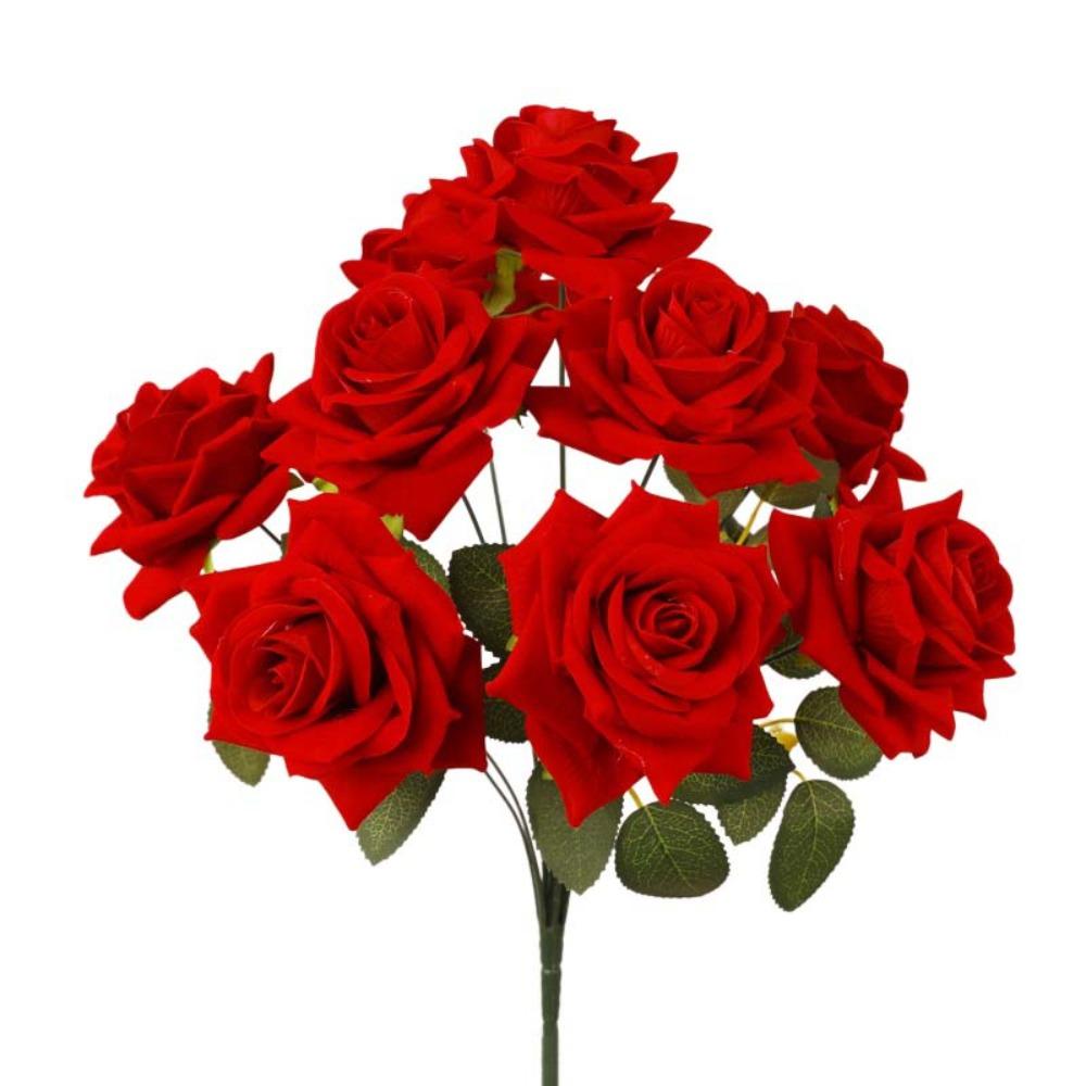 Green Leaves Artificial Rose Flower Real Touch Faux Rose Flower Branch Fake Flower  Dining Table красный