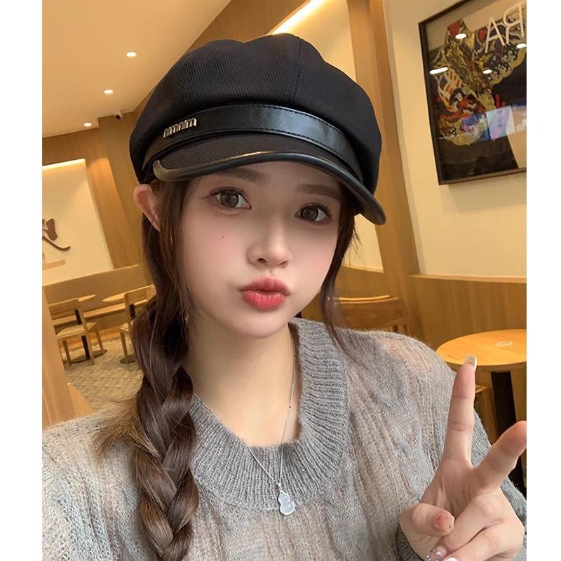 New Internet celebrity beret female autumn and winter British retro sunscreen newsboy hat foreign fashion sweet octagonal hat
