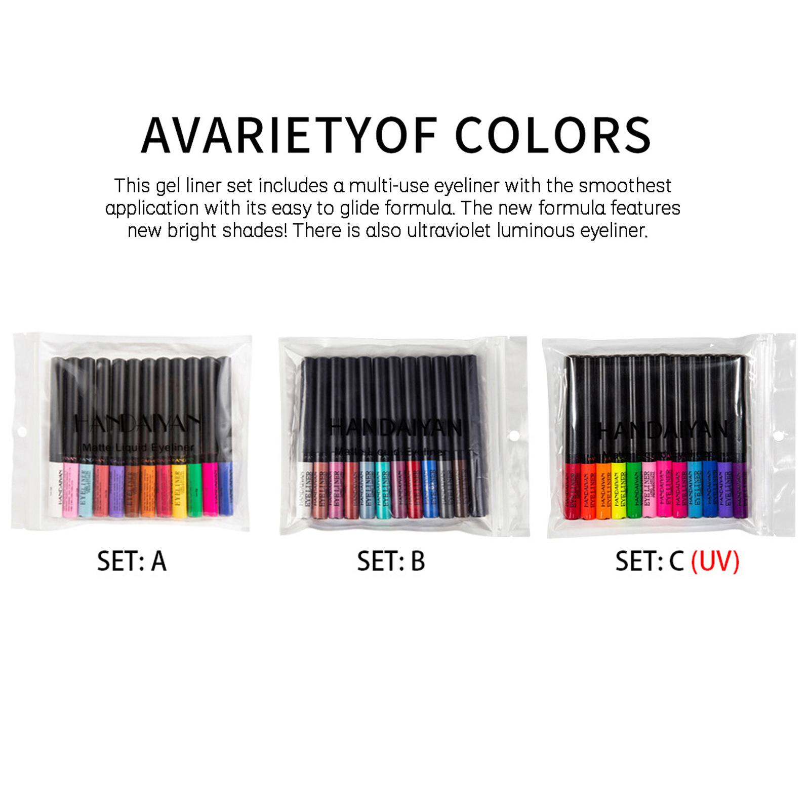 

12 Color Matte Liquid Set Eye Makeup Liquid Colorful Eye Liner Waterproof Smudge-proof -lasting Multicolor B