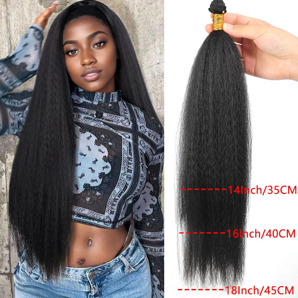 Long Yaki Straight 1 Bundles 14 16 18Inches High Temperature Fiber Synthetic Hair Weave Black Hairpieces Extensions for Women
