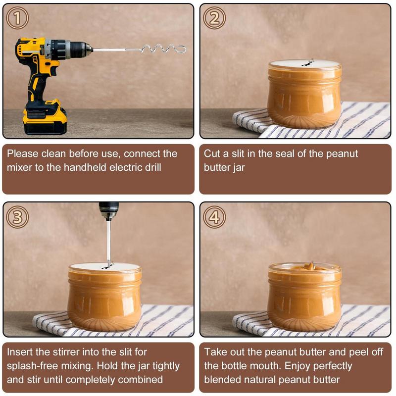 30/40CM Stainless Steel Nut Butter Mixer Stirrer Set Butter Sauce Mixer Kitchen Gadgets Household Manual Mixing Kitchen Tools