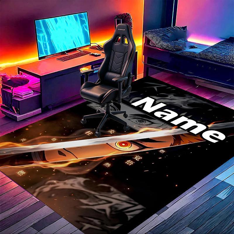 Custom Name Personalized Demon Slayer Print Carpet, Versatile Home Decor Rug, for Playroom, Apartment, Balcony, Entryway, Hallway Gift