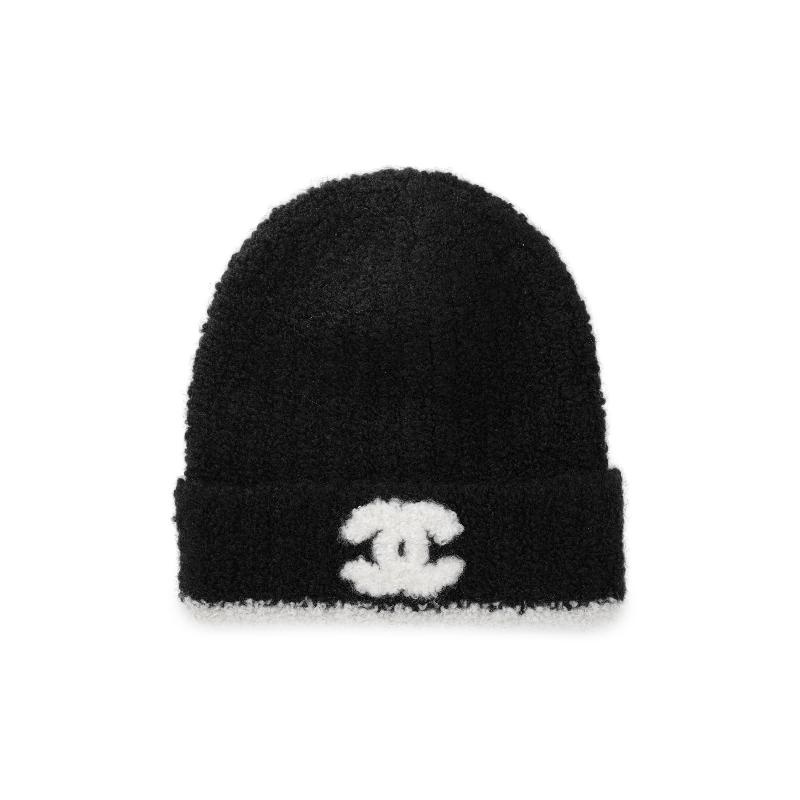 

CHANEL Classic Double C White Label Black and White Splicing Cashmere Wool Hat Women s Black чорний