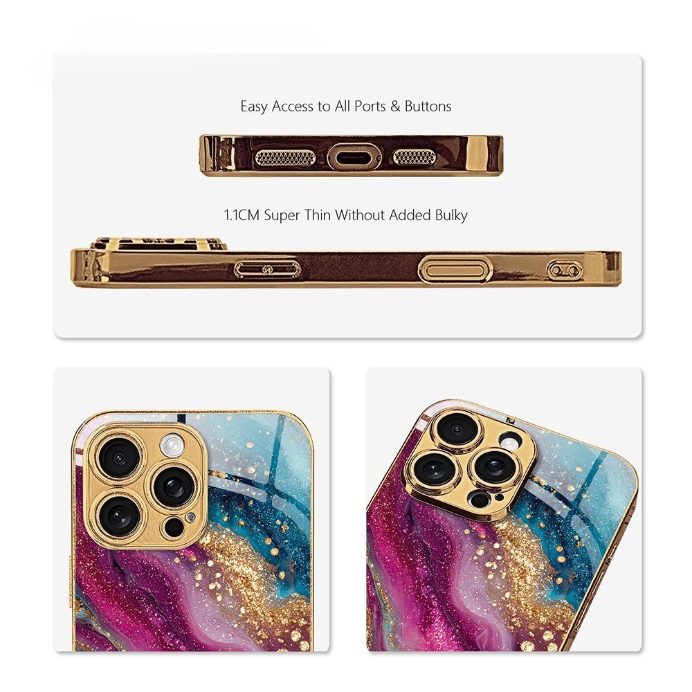 Watercolor Painting High-end Phone Case Electroplated Glass PhoneCase for iPhone 17 16 15 14 13 12 11pm Pro Plus Dropresistant