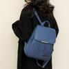 Women's Solid Color Schoolbag Large Capacity Soft Leather Backpack Female Travel Bag