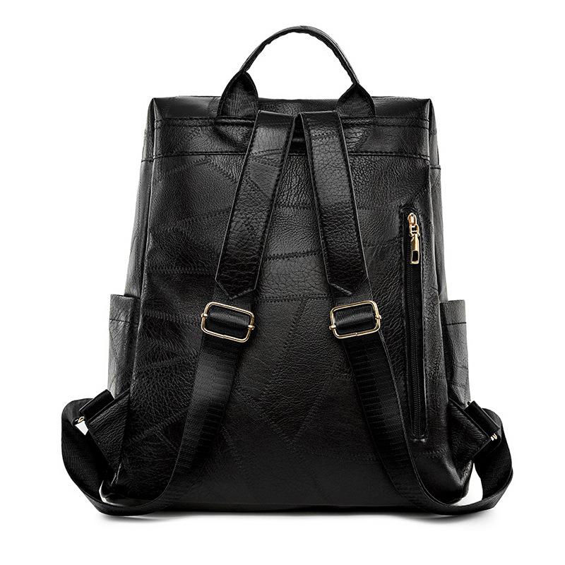 Textured Leather Backpack Stylish Double-Zip Design with Adjustable Straps, Spacious Pockets Functional Chic for Daily Commutes
