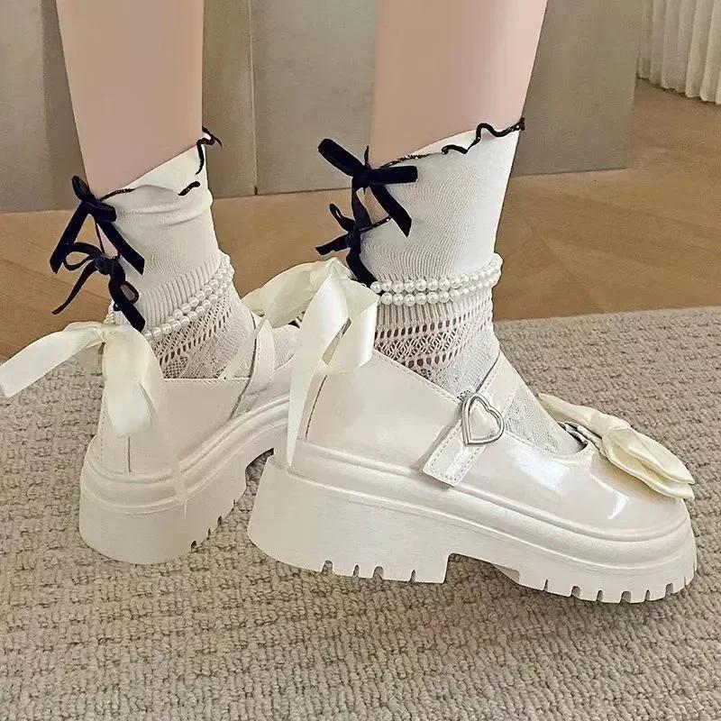 Women's Casual Shoes New Kawaii Pearl Chain Mary Jane Women's Shoes Fashion Versatile Lolita Loafers Outdoor Sandals