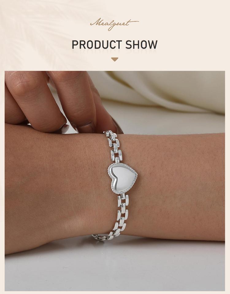 Stainless Steel Love Heart Bracelet for Women, Simple Anniversary Jewelry Gifts