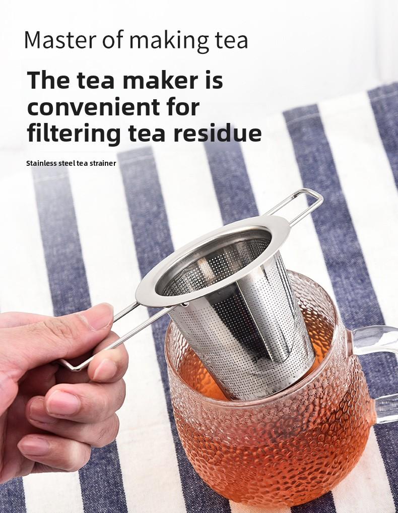 304 Stainless Steel Tea Strainer, Household Tea Infuser, Tea Filter, Long Handle with Lid, Tea Set