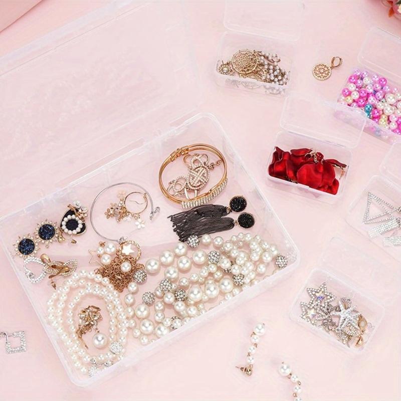 Small Parts Storage Box with 12 Clear Compartments PP Plastic Lidded Organizers Case for Beads Earrings Nail Rhinestones Craft and Desk Accessories