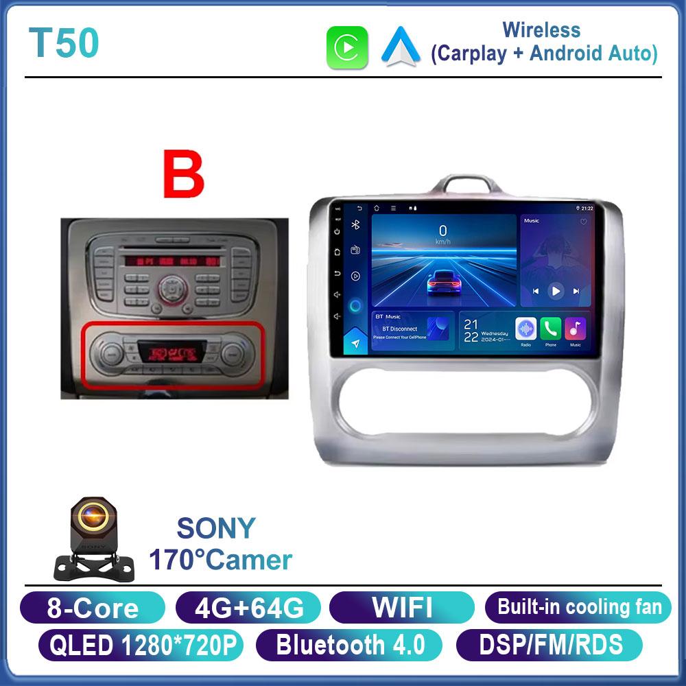 Android 16 For Ford Focus 2 3 Mk2 Mk3 2004 2005 2006 2007 - 2011 Car Radio Navigation Multimedia Player WIFI+4G GPS Carplay Auto