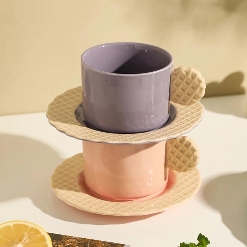 Creative Modern Style Ceramic Coffee Cup Exquisite Daily Party Afternoon Tea Dessert Plate Home Breakfast Delicious Coffee Cups