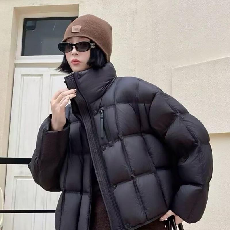 Popular white duck down stand-up collar square down jacket women's short winter fashion small warm jacket tide