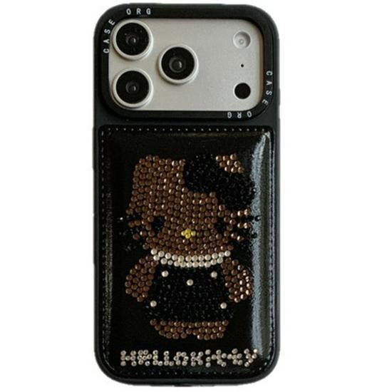 Rhinestone Hello Kitty Leather Case for iPhone 17, 16 Pro Max, 15, 14