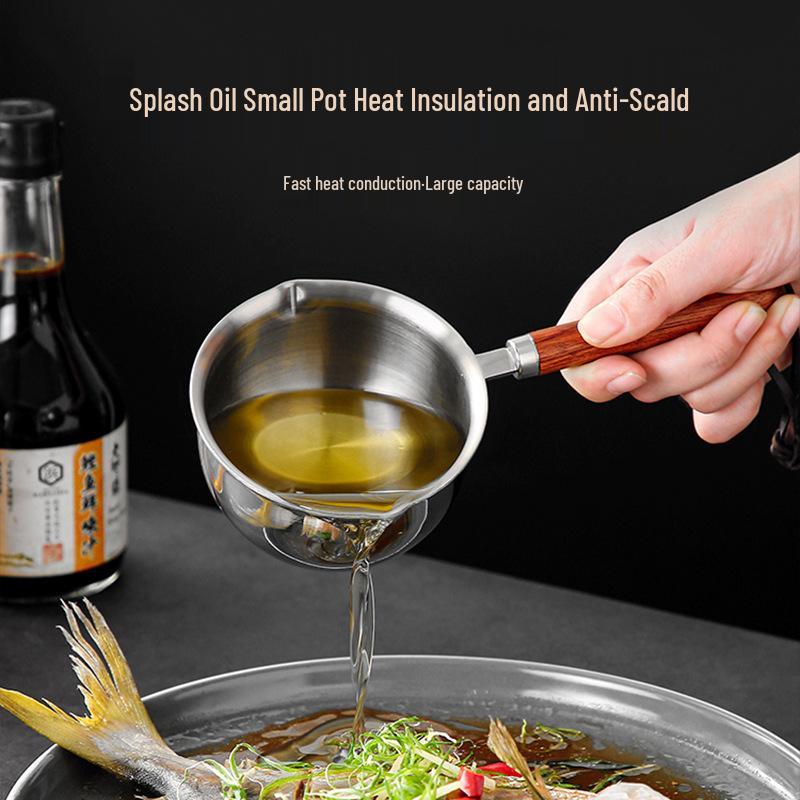Stainless Steel Multi-Purpose Mini Oil Pot with Splash-Proof Design