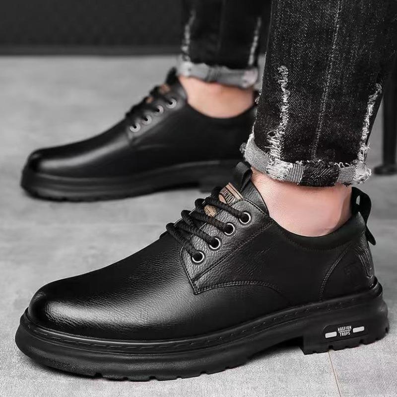 Men's shoes business casual leather shoes high sense versatile men's Martin boots comfortable fashion soft sole low-top casual shoes men
