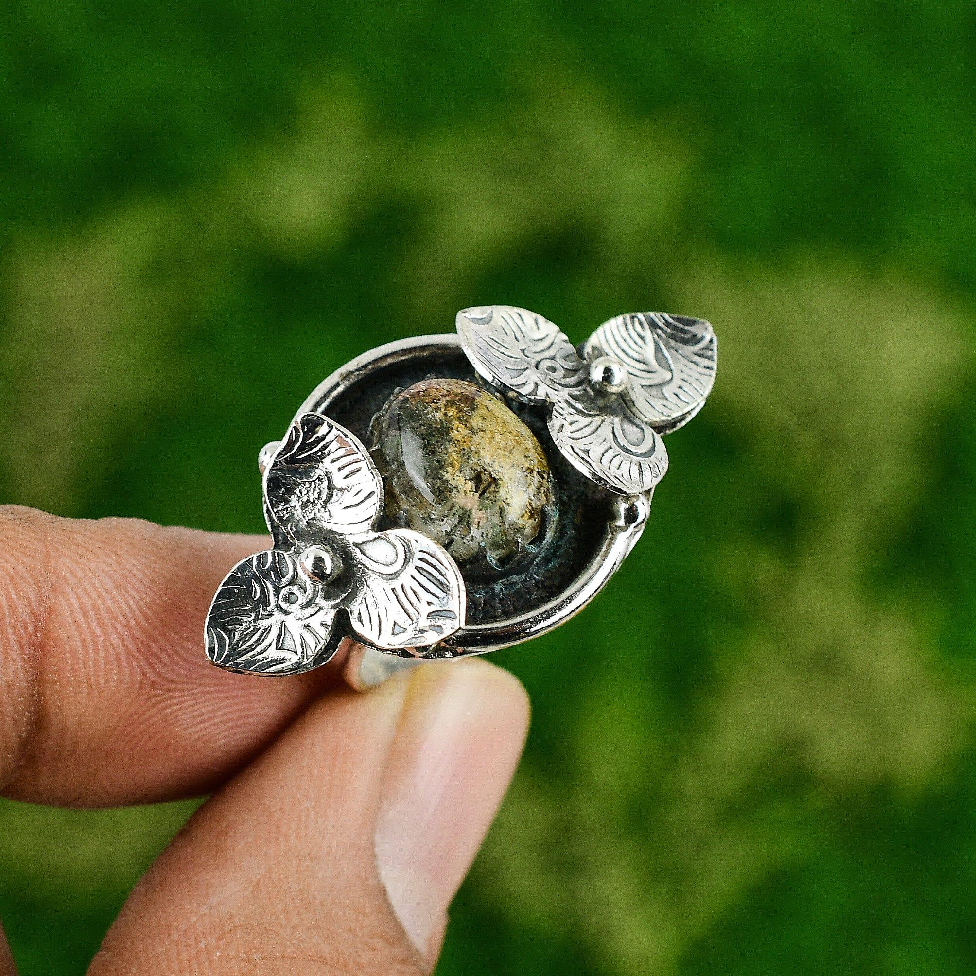 

Natural Garden Quartz Gemstone Statement Flower Ring Size 7 925 Silver For Girls 7
