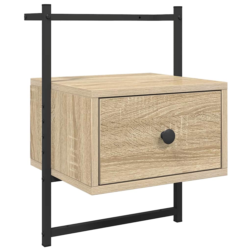 Wall Mounted Nightstand In Sonoma Oak 35 X 30 X 51 Cm Engineered Wood