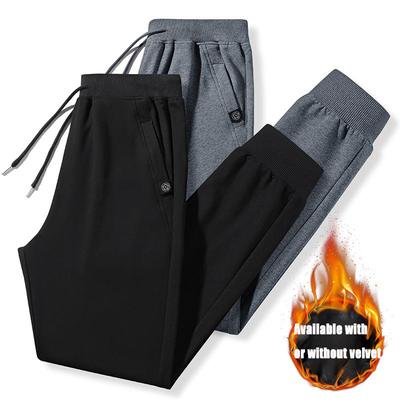2025 Autumn/Winter Cotton Sports Pants Loose Middle Aged Men'S Pants With Velvet/Regular Large Size Elastic Waist Casual Pants