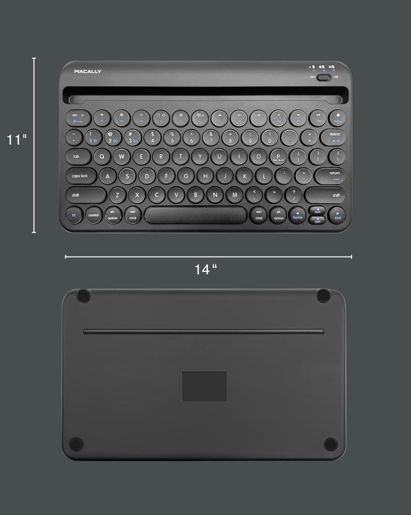 Macally Bluetooth Keyboard for Tablets Compatible with iPad and iPhone 78 Easy Quiet Black US Layout mini/Air/Mini (Multi-Device Compatible,