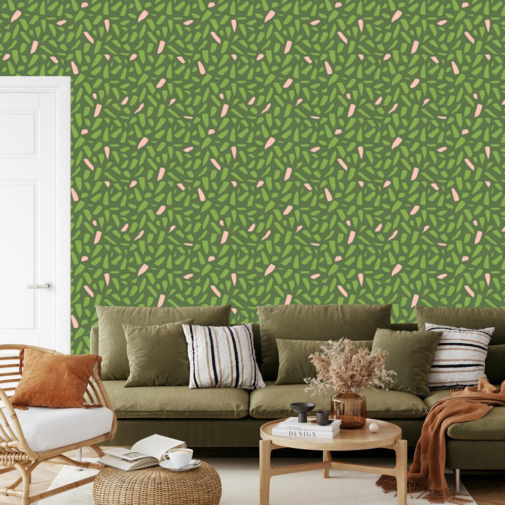 Lime and Olive Leaves Wallpaper for Living Room and Bedroom 50x1000