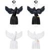 Mens Halloween Angel Costume One Shoulder Strap Ruffle Skirt Feather Angel Wings Hair Hoop Set