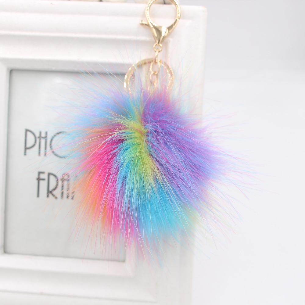 Color Hairy Ball Keychain Bag Backpack Pendant