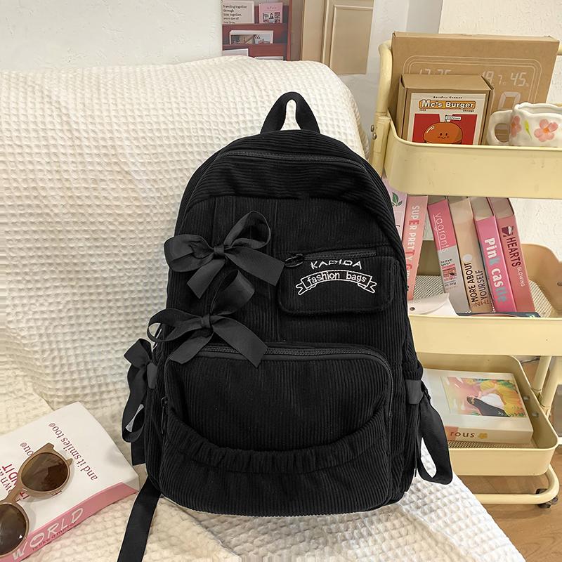 Student Schoolbag Women's Corduroy Backpack Large Capacity Backpack