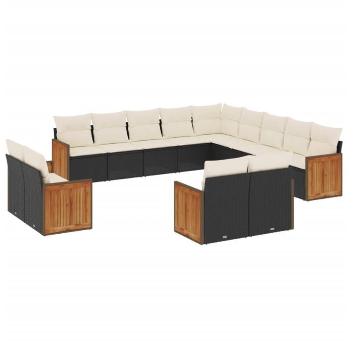 VidaXL Salon de Jardin avec Coussins 11 pcs, Canapés de Terrasse, Ensemble de Meubles de Patio, Mobilier d'Extérieur, Beige 3272808