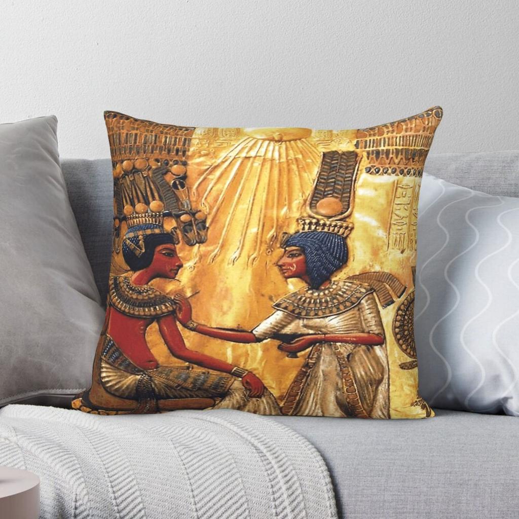 Egyptian Tutankhamun Ankhesenamun Square Pillowcase Polyester Linen Velvet Creative Zip Decor Throw Pillow Sofa Seater Cover