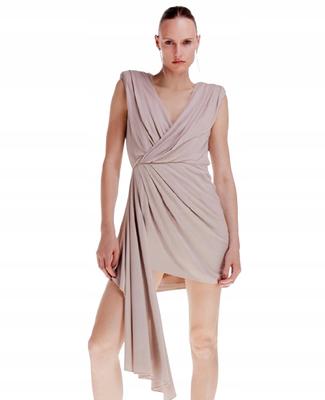 Karen Millen Beige Flared Dress With Flowing Neckline S B1C