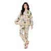 Casual long-sleeved women's pajamas, faux cotton and silk, simple casual suit, underwear, green women's thin women's loungewear