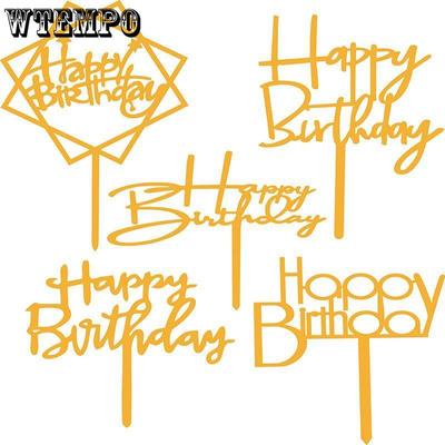 50 szt. Akrylowe Toppery na Tort Kartka Happy Birthday Dekoracja Cukiernia Happy Birthday Party Karta Dekoracyjna Deser Babeczka Topper na Tort