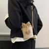 Women's Cylind Fabric Straw Sack Small Bag Fashion Love Shoulder Bag Barrel-shaped Crossbody Chain Bag