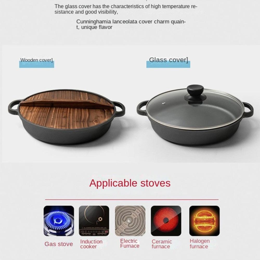 Padella in Ghisa Non Rivestita Pentola Antiaderente per Pancake Padella Resistente per Cottura e Frittura Gas Induzione