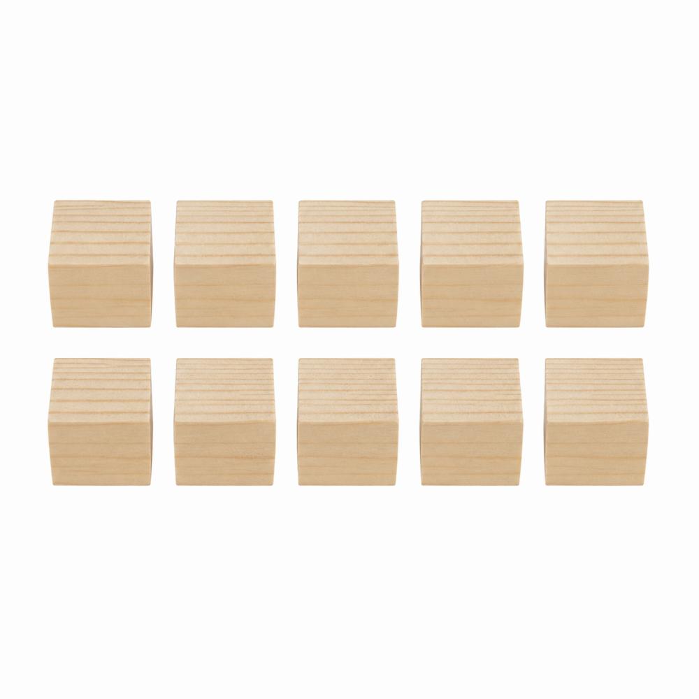 10pcs Natural Wooden Cube Unfinished Blank Handmade Material Kids Toy Wooden Square Block
