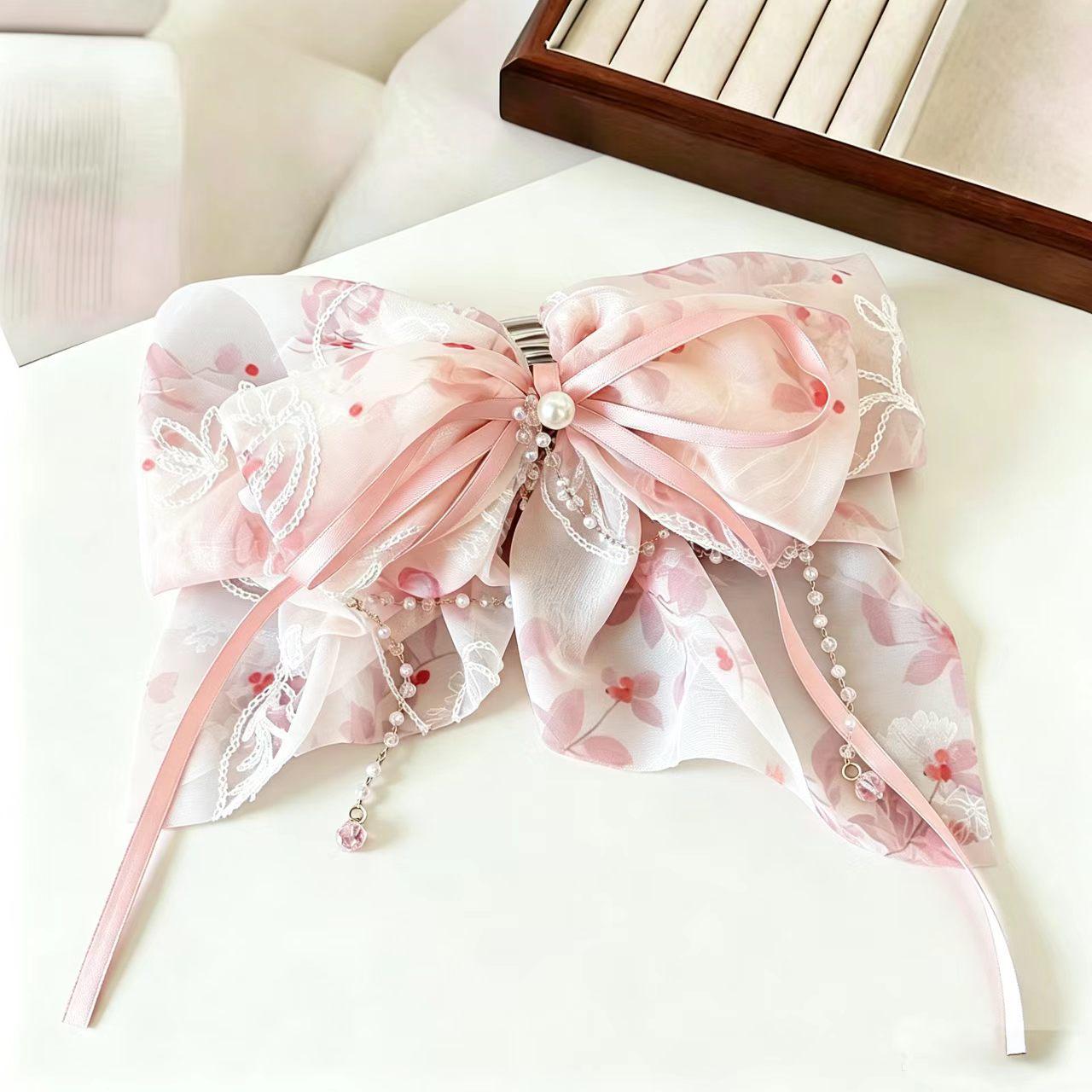 2025 High-End Floral Bow Ponytail Claw Clip for Women