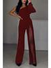 2024 European & American Autumn/Winter High Slit One-Shoulder Women's Jumpsuit