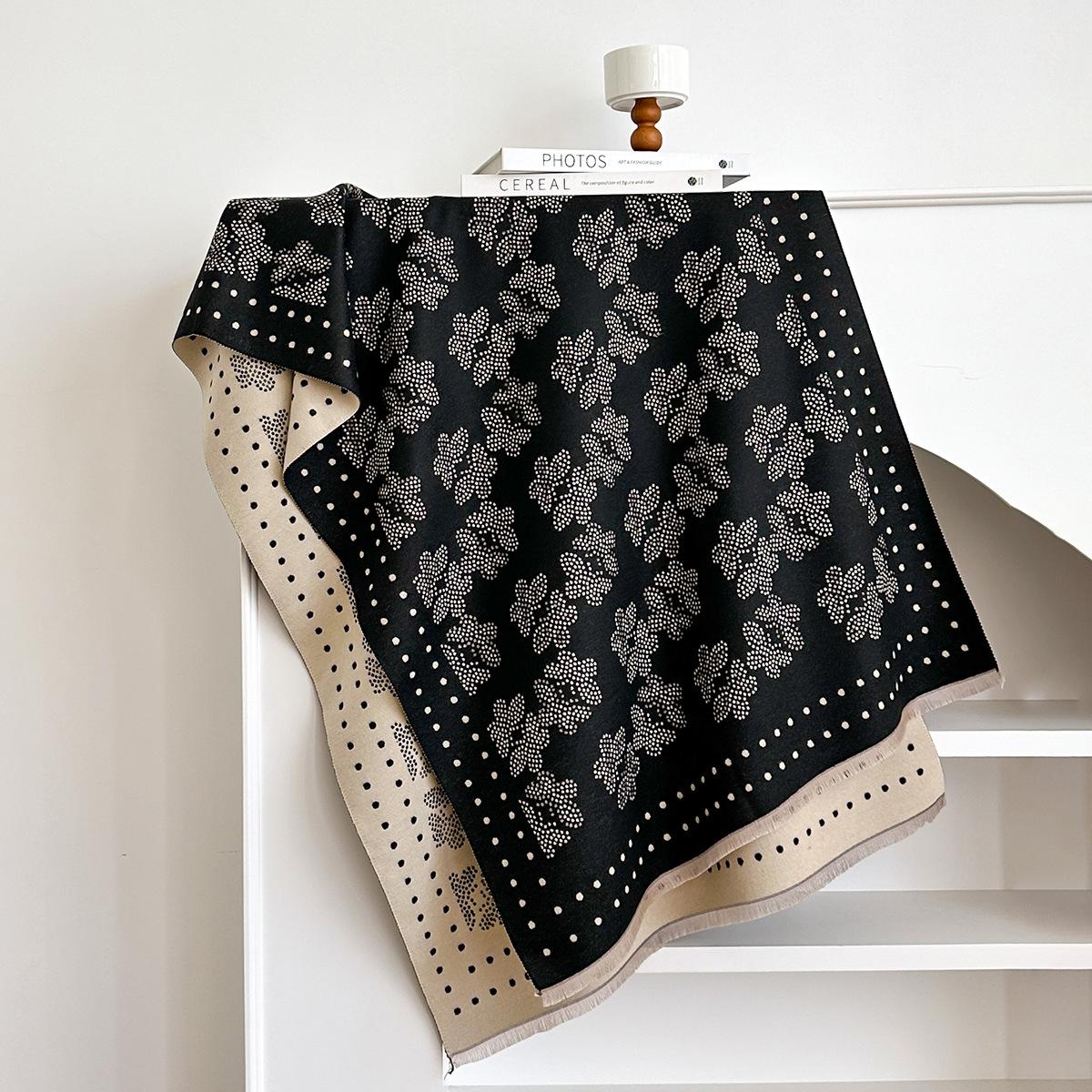 

Элегантный шарф-шаль - и темно-синий мягкий теплый зимний платок, универсальный легкий воротник-шарф для повседневной и формальной одежды 185*65CM чёрный