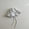 Summer Baby Bucket Hat Plaid Striped Lace-up Wide Brim Sunshade Fisherman Cap Infant Boys Girls Outdoor Sun Hats